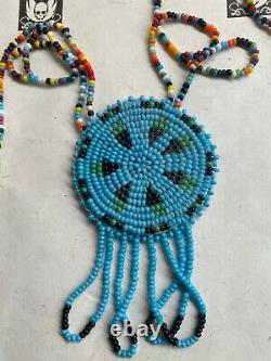 VINTAGE Native American Beaded Medallion Necklace / Trading Post Jewelry