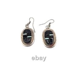 VINTAGE Native American Dangle Earrings 90's Era Dead Pawn Multi Stone Jewelry