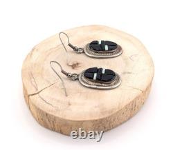 VINTAGE Native American Dangle Earrings 90's Era Dead Pawn Multi Stone Jewelry