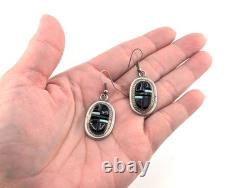 VINTAGE Native American Dangle Earrings 90's Era Dead Pawn Multi Stone Jewelry