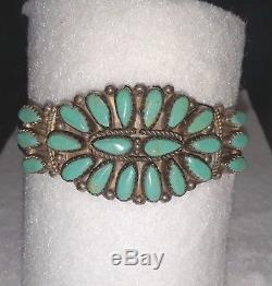 VINTAGE Native American Turquoise & Sterling Bracelet Navajo Signed P. Jones