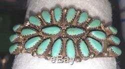 VINTAGE Native American Turquoise & Sterling Bracelet Navajo Signed P. Jones