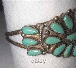 VINTAGE Native American Turquoise & Sterling Bracelet Navajo Signed P. Jones