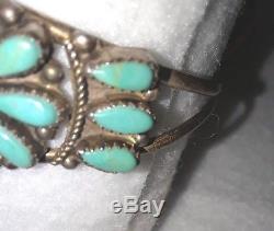 VINTAGE Native American Turquoise & Sterling Bracelet Navajo Signed P. Jones