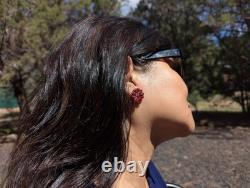 VINTAGE Navajo Coral Cluster Stud Earrings Dead Pawn 80s Native American Jewelry