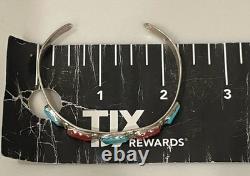 VINTAGE Navajo Sterling Silver Turquoise & Coral Cuff Bracelet Signed NASTACIO