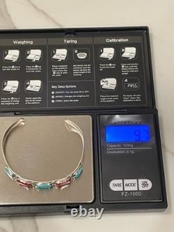 VINTAGE Navajo Sterling Silver Turquoise & Coral Cuff Bracelet Signed NASTACIO