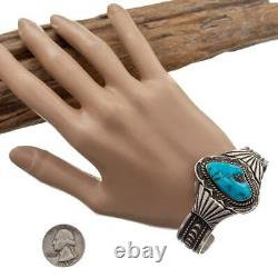 VINTAGE Navajo Turquoise Sterling Silver Bracelet Cuff Mens Large Old Pawn EHALE