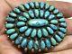 VINTAGE Old PAWN NAVAJO Sterling Silver LARGE CLUSTER TURQUOISE Brooch PIN