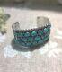 VINTAGE STERLING SILVER NAVAJO TURQUOISE ROW CUFF BRACELET By JAMES SHAY