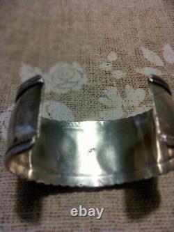 VINTAGE STERLING SILVER NAVAJO TURQUOISE ROW CUFF BRACELET By JAMES SHAY