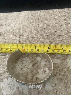 VINTAGE STERLING SILVER NAVAJO TURQUOISE ROW CUFF BRACELET By JAMES SHAY