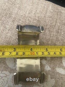 VINTAGE STERLING SILVER NAVAJO TURQUOISE ROW CUFF BRACELET By JAMES SHAY