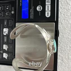 VINTAGE-STERLING SILVER/TURQUOISE-NAVAJO STYLE-SANDCAST-CUFF BRACELET- 62.30 Gr