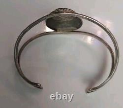 VINTAGE STERLING SOUTHWESTERN MORENCI TURQUOISE CUFF 21.1 Grams