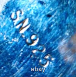 VINTAGE Sign SN TURQUOISE NAVAJO STERLING SILVER FEATHER NECKLACE & EARRINGS