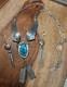VINTAGE TURQUOISE NAVAJO STERLING SILVER FEATHER NECKLACE/EARRINGS 16.9 Gr Sgn M