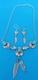 VINTAGE TURQUOISE NAVAJO STERLING SILVER FEATHER NECKLACE & EARRINGS 24.3 Grams