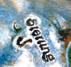 VINTAGE TURQUOISE NAVAJO STERLING SILVER FEATHER NECKLACE & EARRINGS 24.3 Grams