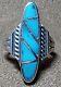 VINTAGE ZUNI NATIVE AMERICAN STERLING SILVER CHANNEL INLAY TURQUOISE RING sz 6.5