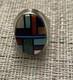 VINTAGE Zuni Multi-Stone Inlay Sterling Silver Ring Men's Size 11 Signed By S. B