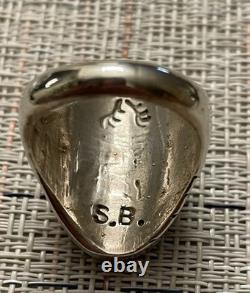 VINTAGE Zuni Multi-Stone Inlay Sterling Silver Ring Men's Size 11 Signed By S. B