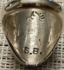 VINTAGE Zuni Multi-Stone Inlay Sterling Silver Ring Men's Size 11 Signed By S. B