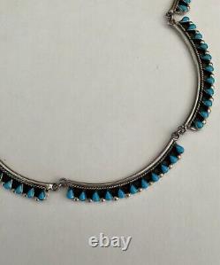 VINTAGE turquoise jewelry Native American STERLING COLLAR NECKLACE SIGNED