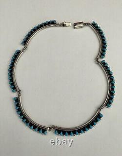 VINTAGE turquoise jewelry Native American STERLING COLLAR NECKLACE SIGNED