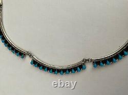 VINTAGE turquoise jewelry Native American STERLING COLLAR NECKLACE SIGNED