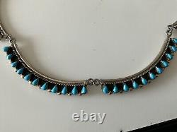 VINTAGE turquoise jewelry Native American STERLING COLLAR NECKLACE SIGNED