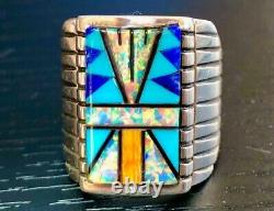 VINTage'COOL' David Freeland Jr Men's Navajo Cross Ring Opal Turquoise 11 VIDEO