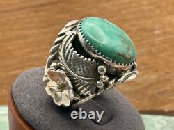 VIntage Pete Morgan Sterling Silver Navajo Turquoise Ring Sz 11.25-1106.25