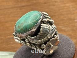 VIntage Pete Morgan Sterling Silver Navajo Turquoise Ring Sz 11.25-1106.25