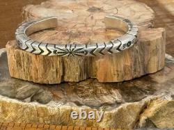 VIntage Wilson Jim Navajo Sterling SIlver Etched Cuff Bracelet-2329.25