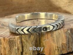 VIntage Wilson Jim Navajo Sterling SIlver Etched Cuff Bracelet-2329.25
