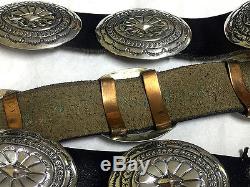 VTG 1960's 1970's Unworn Navajo Artisian Concho Belt in. 925 Solid Silver