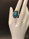 VTG 1 navajo silver blue turquoise ring size 7 unmarked