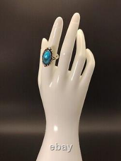 VTG 1 navajo silver blue turquoise ring size 7 unmarked