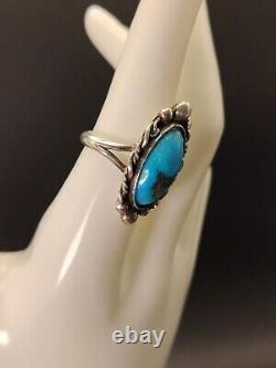 VTG 1 navajo silver blue turquoise ring size 7 unmarked