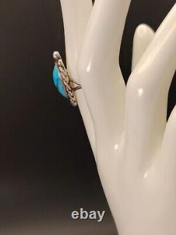 VTG 1 navajo silver blue turquoise ring size 7 unmarked