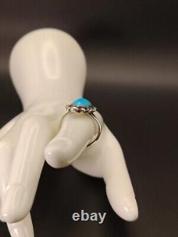 VTG 1 navajo silver blue turquoise ring size 7 unmarked