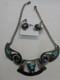 VTG 50's Native American Sterling Turquoise Necklace & Clip On Earrings Set MCM