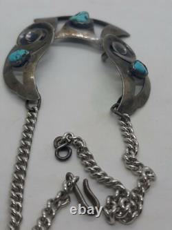 VTG 50's Native American Sterling Turquoise Necklace & Clip On Earrings Set MCM