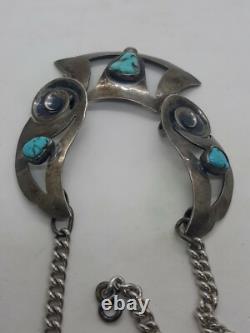 VTG 50's Native American Sterling Turquoise Necklace & Clip On Earrings Set MCM