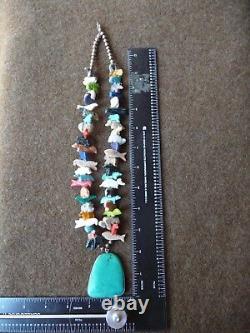 VTG, AUTHENTIC PENDANT, With48, CARVED ZUNI FETISH NECKLACE SINGLE STRAND, XLNT
