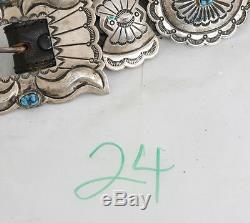 VTG Benson Yazzie Navajo Indian Concho Belt Turquoise. 925 Silver Handmade