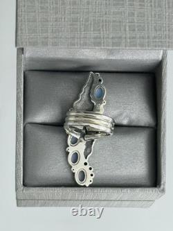 VTG Blue Aurora Opalite Foliate Sterling Silver 925 Ring SZ 7 Native American