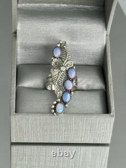 VTG Blue Aurora Opalite Foliate Sterling Silver 925 Ring SZ 7 Native American