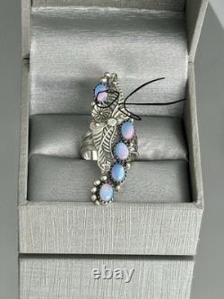 VTG Blue Aurora Opalite Foliate Sterling Silver 925 Ring SZ 7 Native American